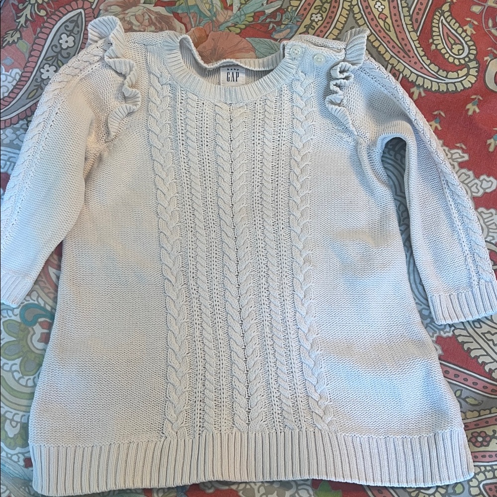 Baby Gap Cable Knit Cream Sweater dress  6–12 mo